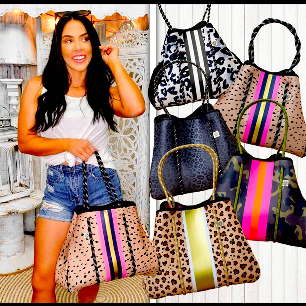 Large Neoprene Totes in Leopard Pink & Zebra BNWT